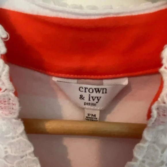Crown & Ivy orange & white striped mini dress size petite medium - Picture 3 of 6